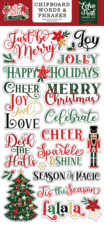 Nutcracker Christmas 6" x 13" Chipboard Word & Phrases - Echo Park 