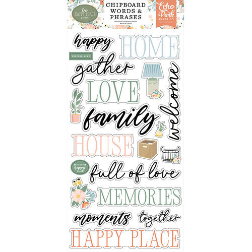 Our Happy Place 6" x 13" Chipboard Word & Phrases - Echo Park