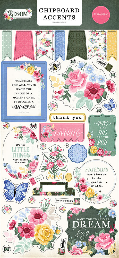 Bloom 6" x 13" Chipboard Accents - Carta Bella