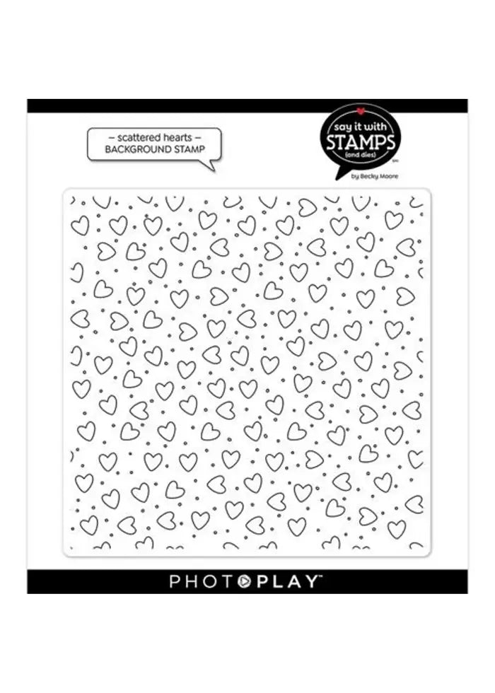 Scattered Hearts 6" x 6" Stamp - PhotoPlay