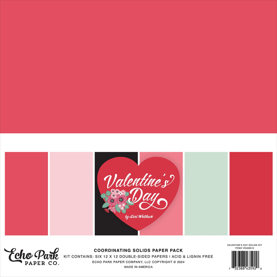 Valentine's Day 12" x 12" Solids Kit - Echo Park