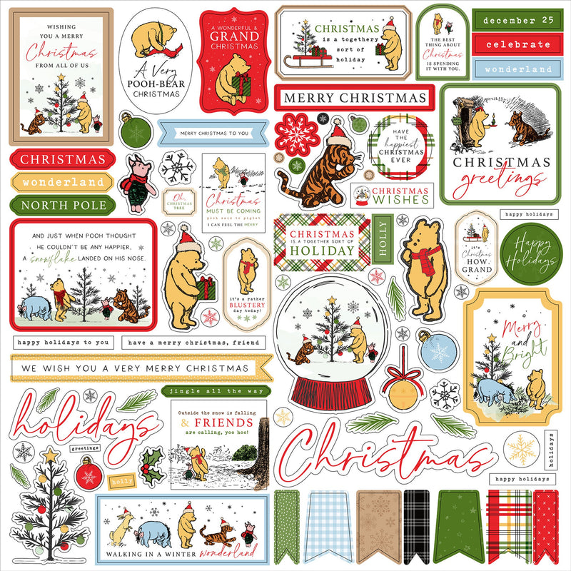 Winnie The Pooh Christmas Element Stickers - Echo Park