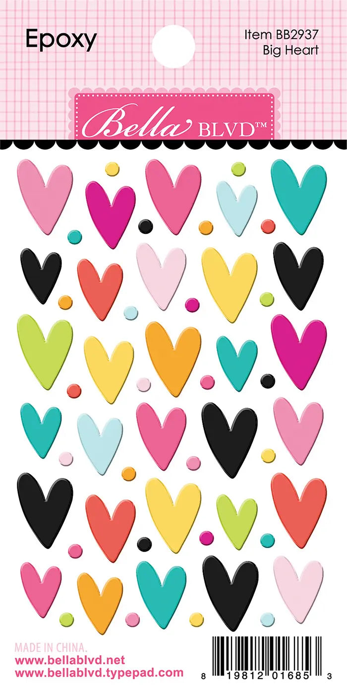 Big Heart Epoxy Stickers - Teen Vibe Caitlyn - Bella Blvd