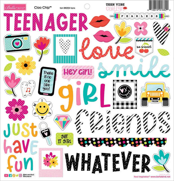 Teen Vibe Caitlyn Ciao Chipboard Icons - Bella Blvd