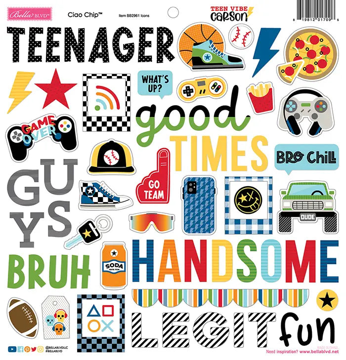 Teen Vibe Carson Ciao Chipboard Icons - Bella Blvd