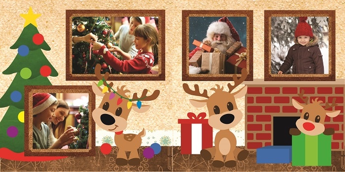 reindeer scrapbook layout free Christmas SVG project