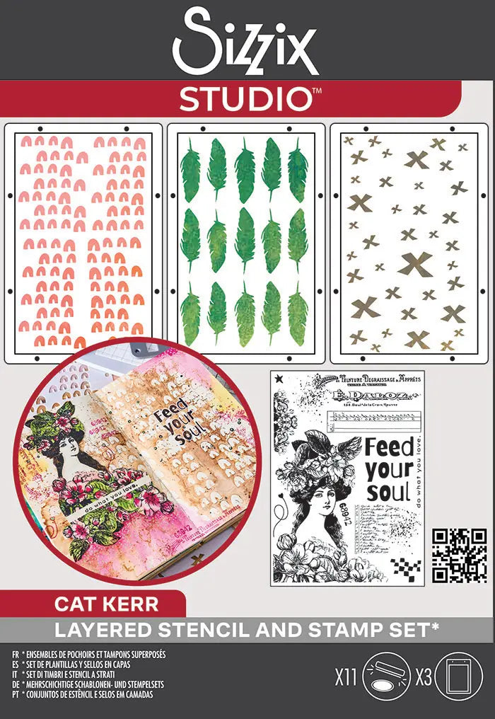 Feed Your Soul Stamp Set w/ Stencils - Studio - Cat Kerr - Sizzix