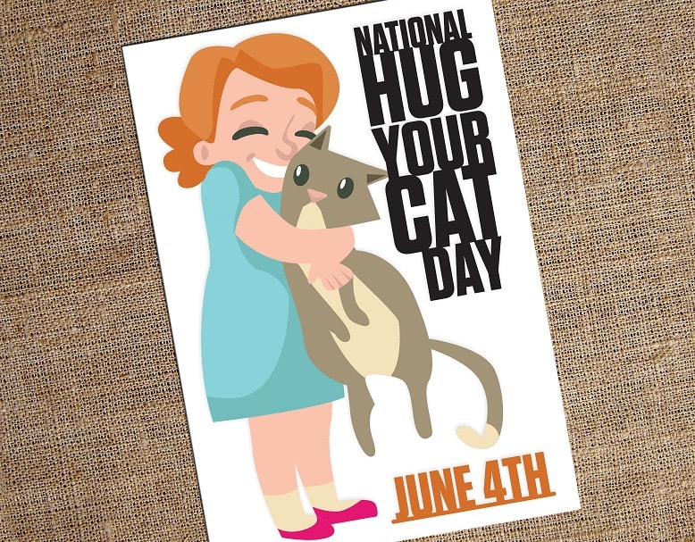 National Hug Your Cat Day Card SVG Image File Download for Craft Projects