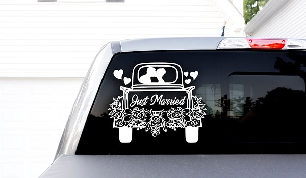 Just Married Truck SVG Image File Download for Wedding Projects