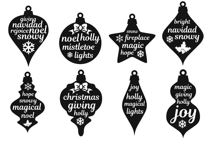 Ornament Word Collage SVG Image File Download for Christmas Projects