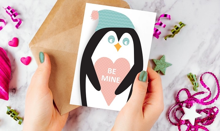 Penguin Be Mine SVG Image File Download for Valentine's Day Projects