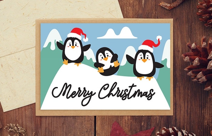 penguin card free Christmas SVG project