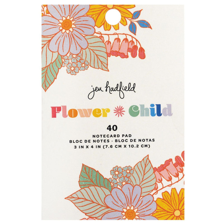 Notecards with Silver Holographic Foil Accent, 3x4 - Jen Hadfield - Flower Child Collection - American Crafts 