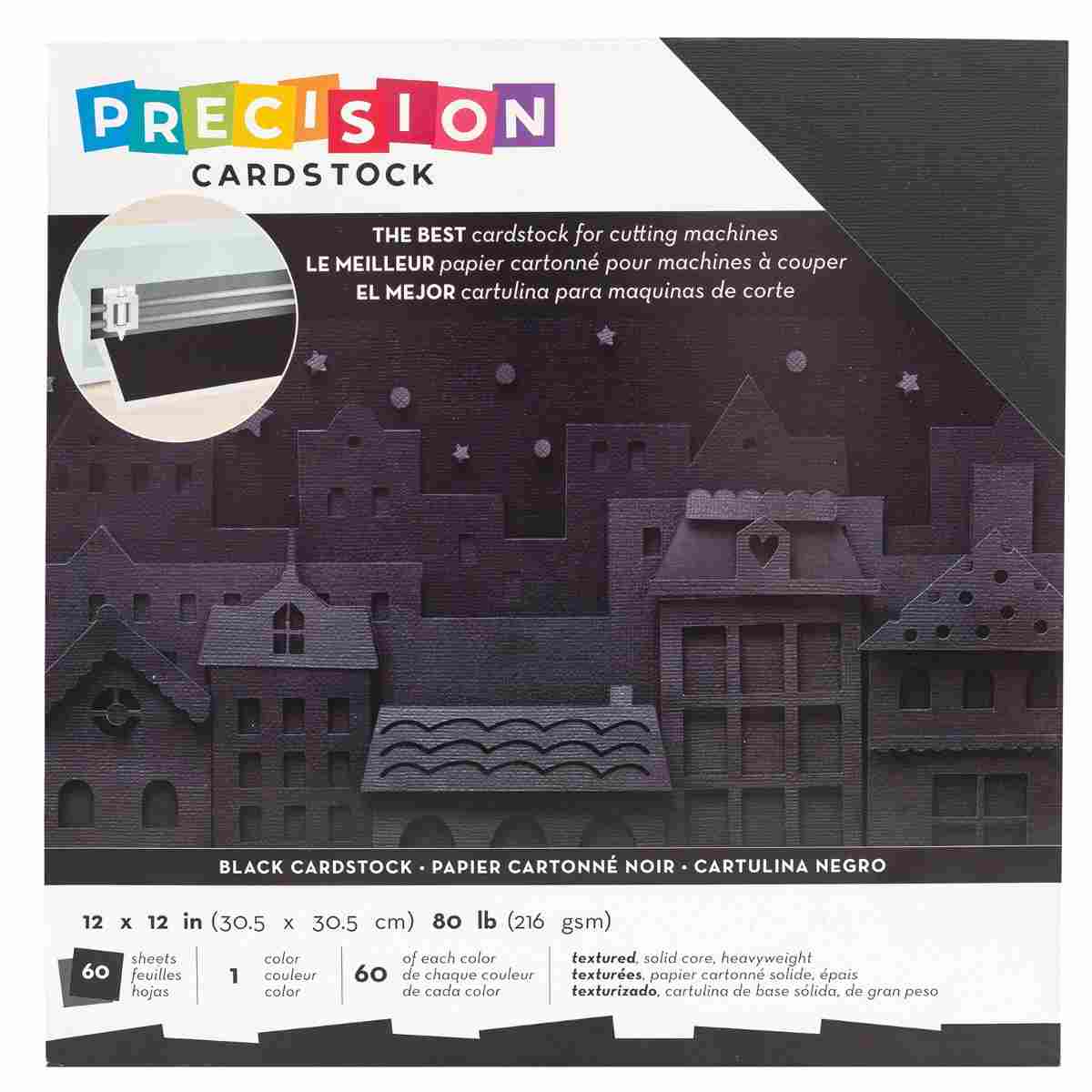 Black- American Crafts Textured Cardstock 12X12 - 718813710824