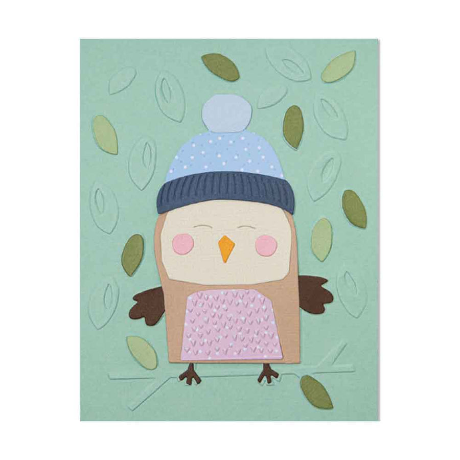 Cozy Owl 2-D Impresslits Embossing Folder - Jennifer Ogborn - Sizzix