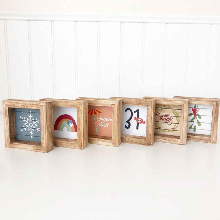 Seasonal Mini Signs (set of 6) - Tabletop Decor - Foundations Decor