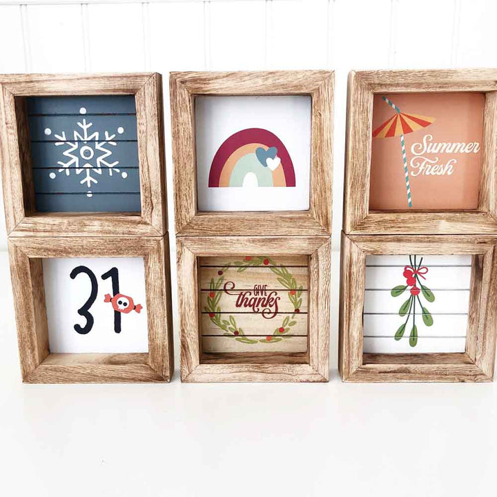 Seasonal Mini Signs (set of 6) - Tabletop Decor - Foundations Decor