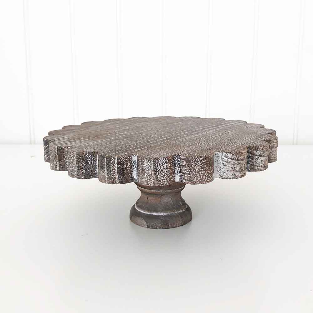 Antique Brown Scalloped Stand - Trays and Stands - Foundations Decor