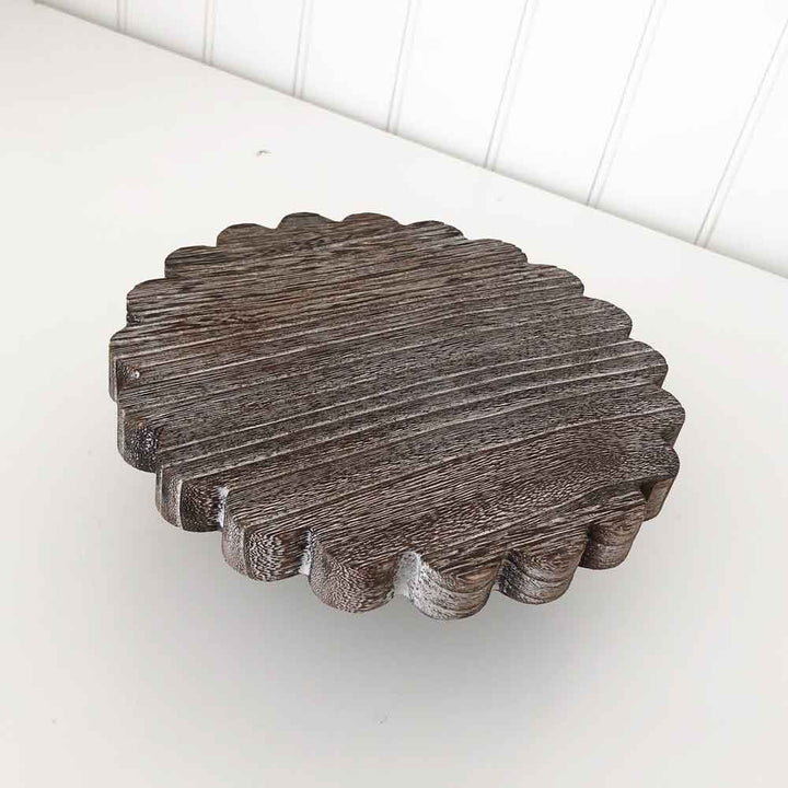 Antique Brown Scalloped Stand - Trays and Stands - Foundations Decor