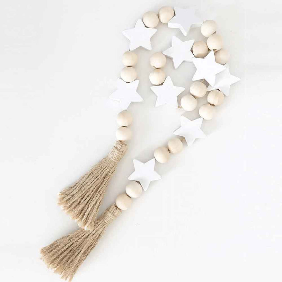 Wood Beads (Natural, White, Stars) - Foundations Decor