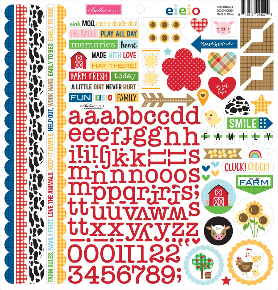 Doohickey -Cardstock Stickers-EIEIO Collection- Bella Blvd