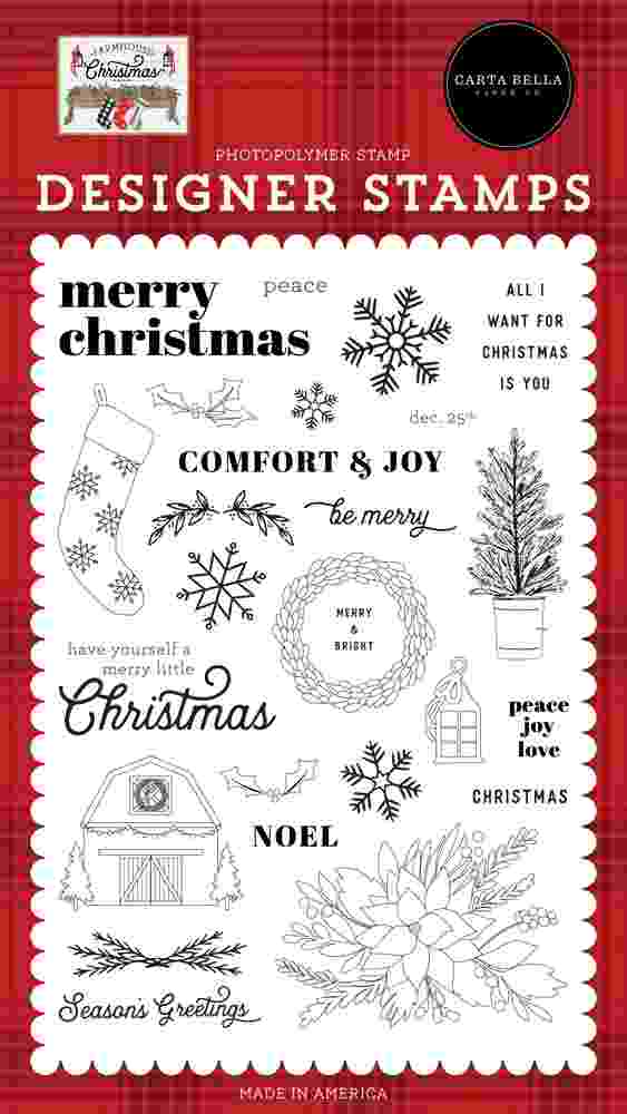 Peace Love Joy Stamps-Farmhouse Christmas-Carta Bella