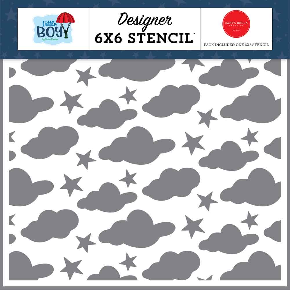 Cool Clouds And Stars Stencil - Little Boy - Steve Duncan - Carta Bella