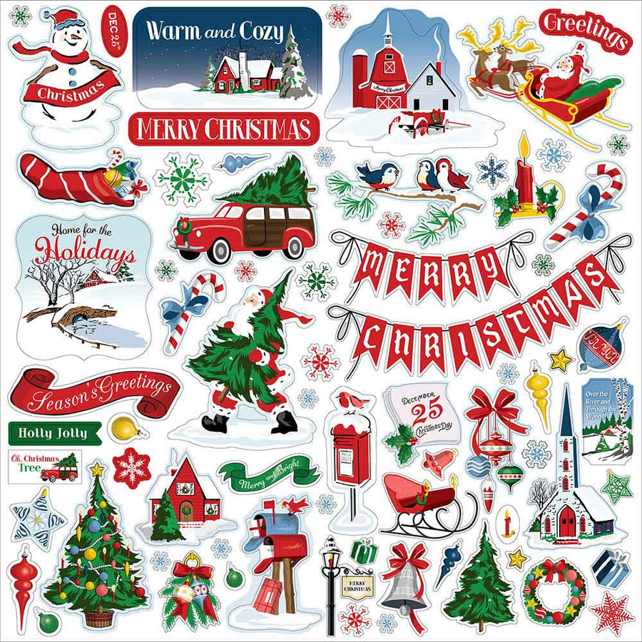 White Christmas Element Stickers - Carta Bella