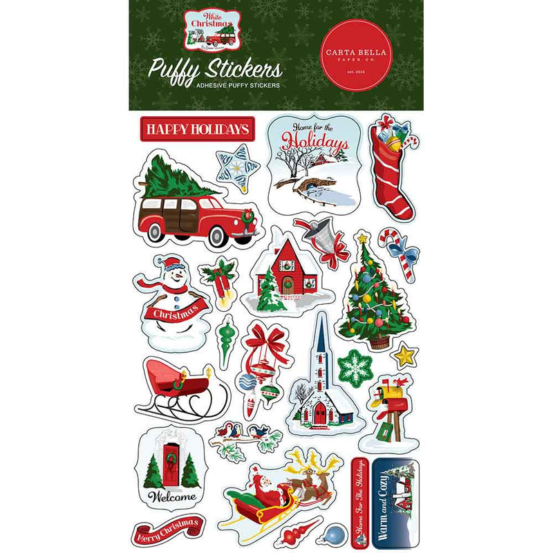 White Christmas Puffy Stickers - Carta Bella