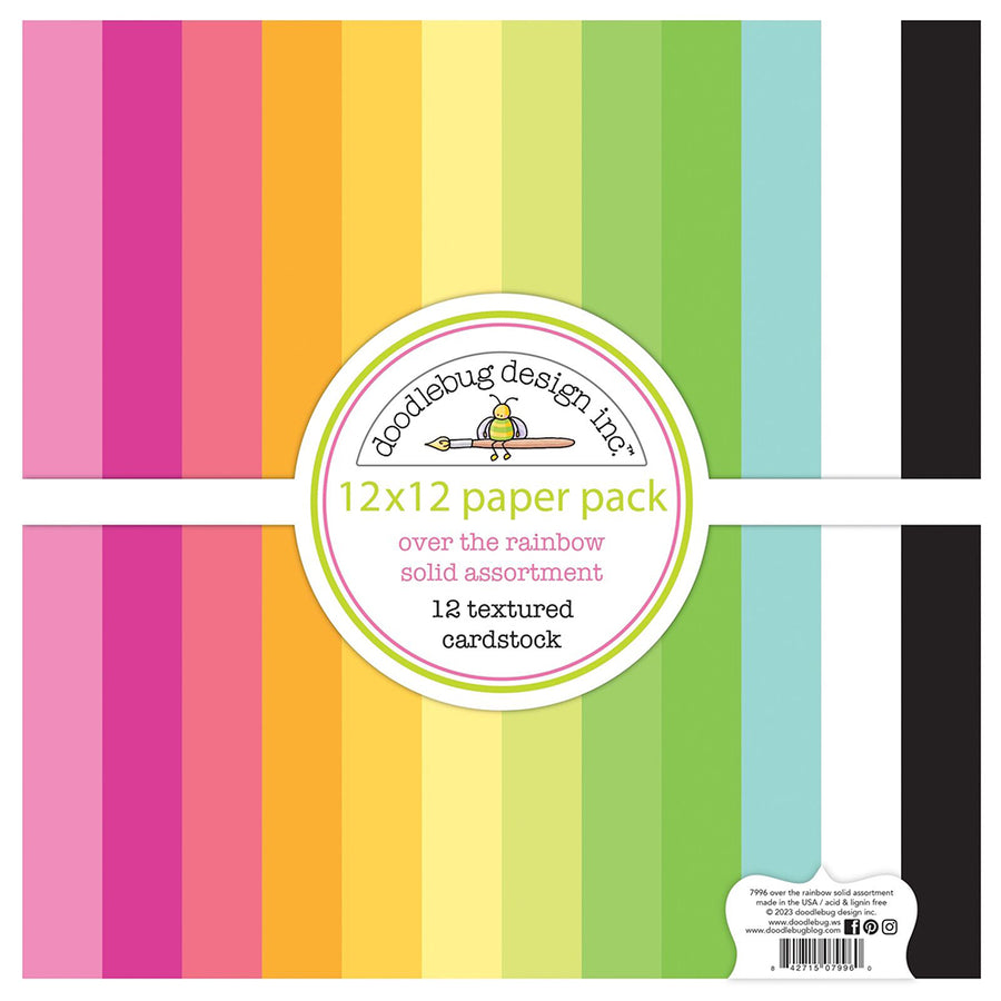 Textured Cardstock, 12x12 - Over The Rainbow - Doodle Design