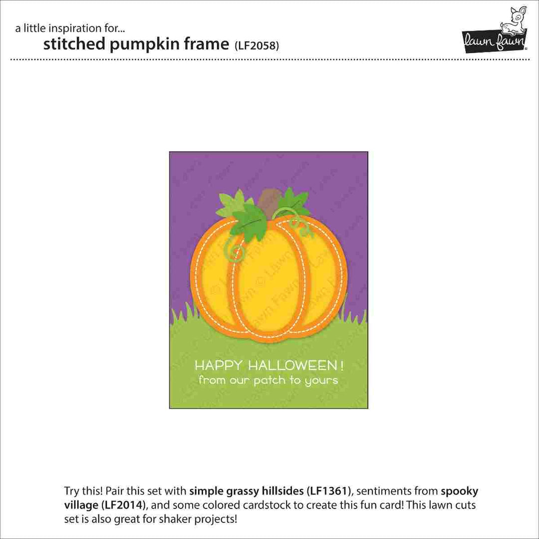 Stitched Pumpkin Frame Lawn Cuts Dies - Lawn Fawn