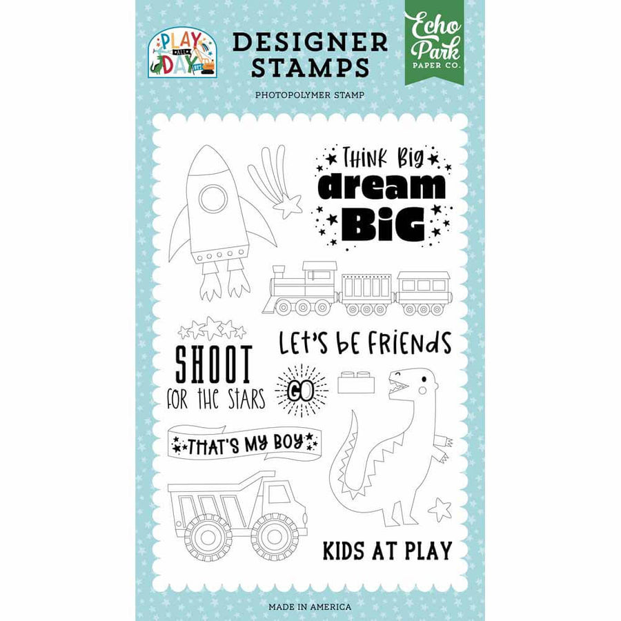 Think Big, Dream Big Stamp Set-Play All Day Boy-Echo Park