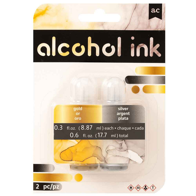 Metallic Alcohol Ink 2-Pack (Gold, Silver) - American Crafts