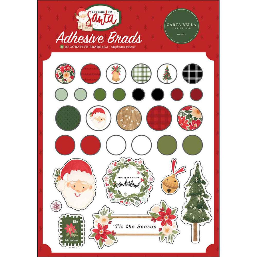 Letters To Santa Adhesive Brads - Carta Bella